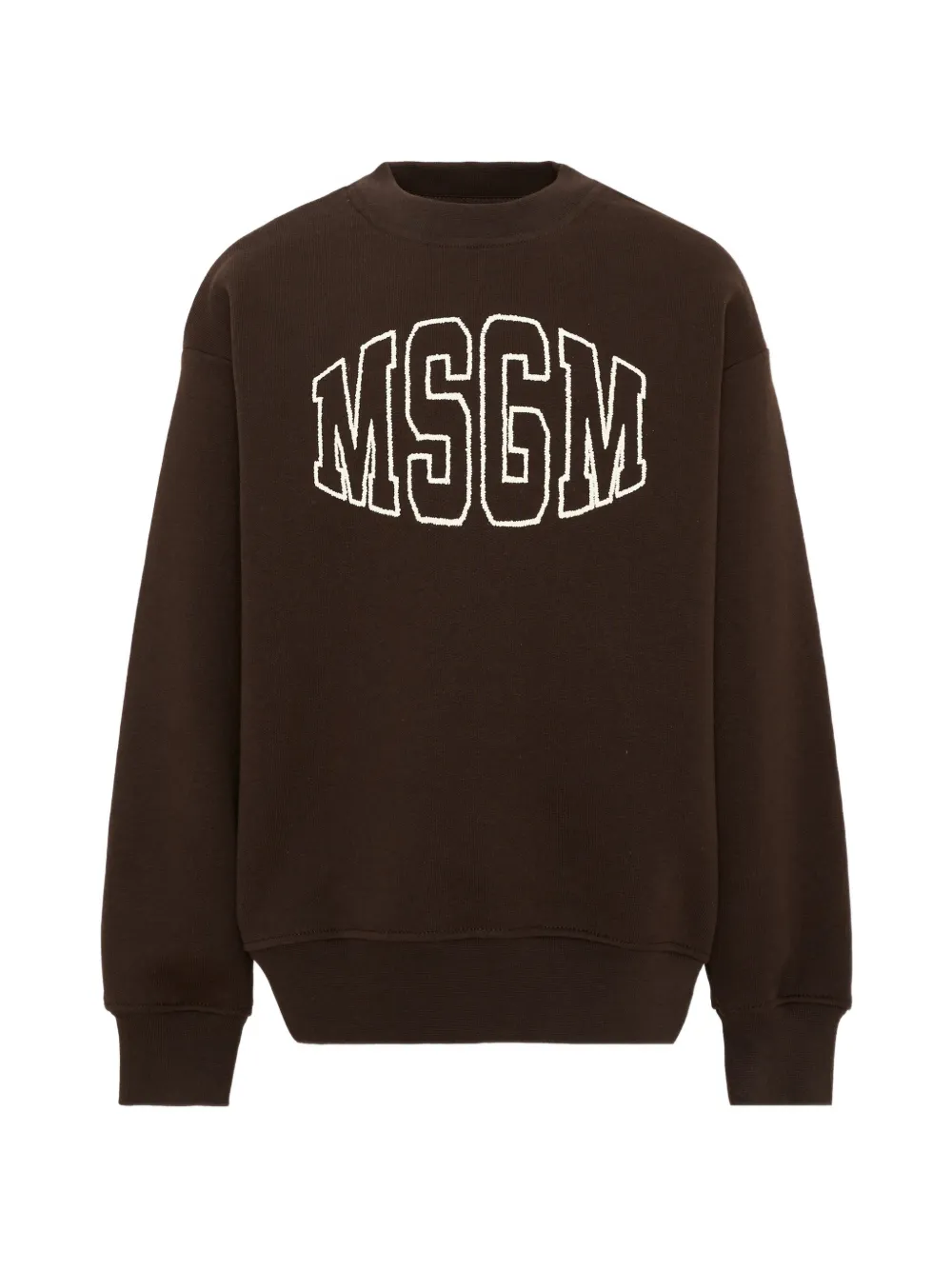 MSGM Kids logo-embroidered cotton sweater - Marrone