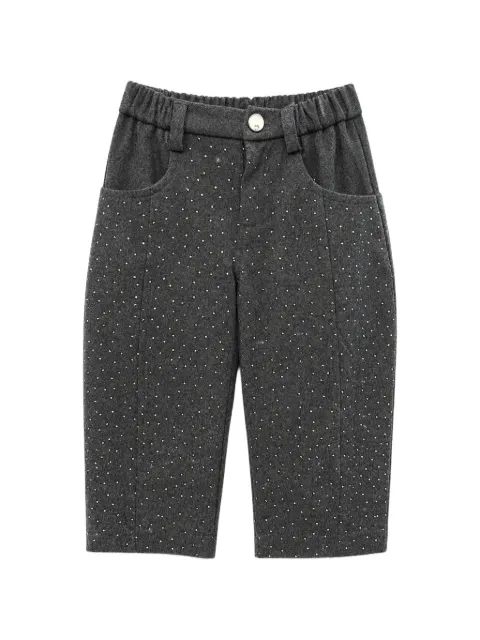 Miss Grant Kids rhinestone-embellished elasticated-waist trousers