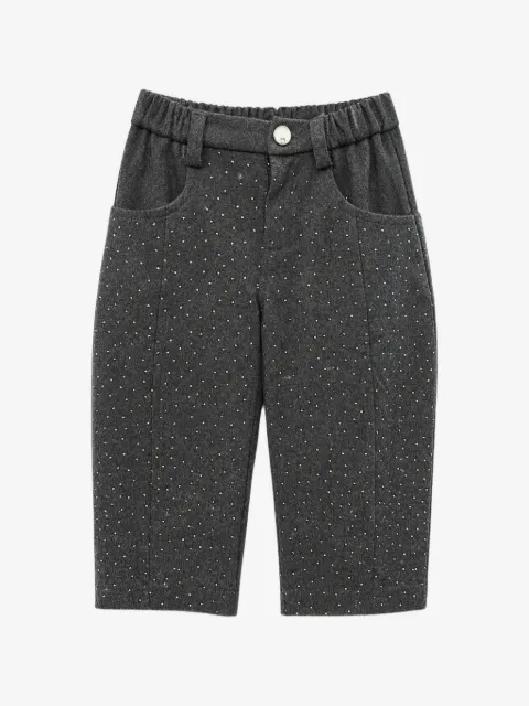 Miss Grant Kids rhinestone-embellished elasticated-waist trousers