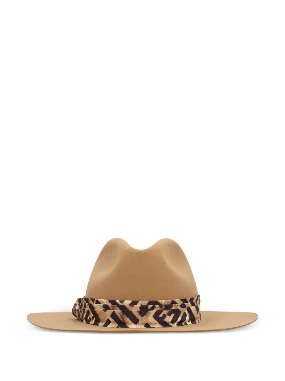 FENDI felted leopard-print ribbon hat - Tons neutres