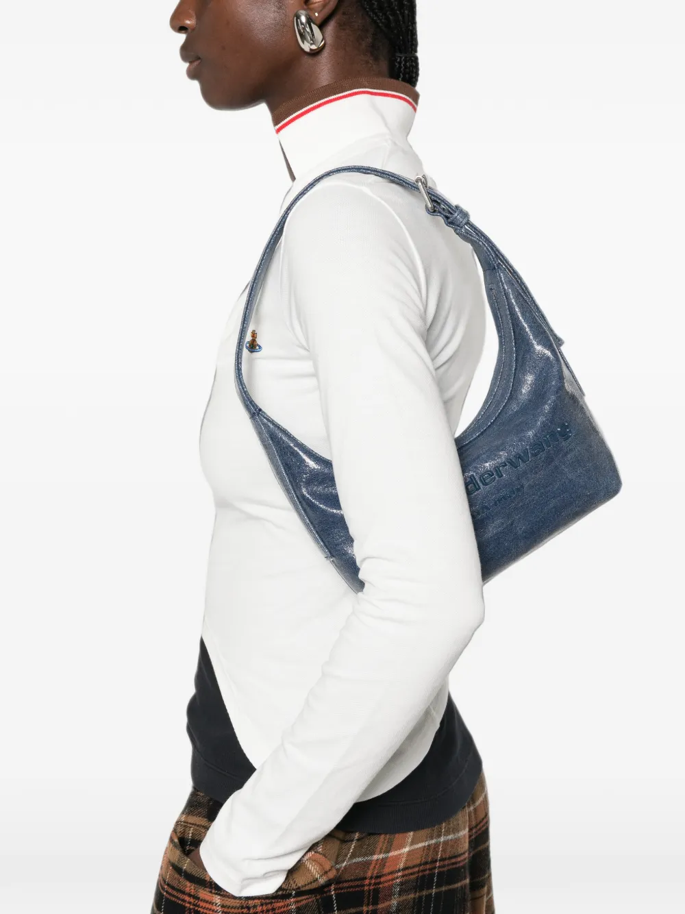 Alexander Wang Schoudertas met gekreukt effect en logo-reliëf Blauw