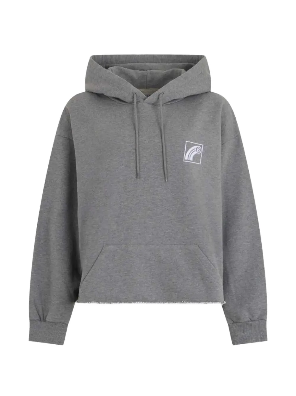 MM6 Maison Margiela logo-print raw-cut hoodie - Grigio