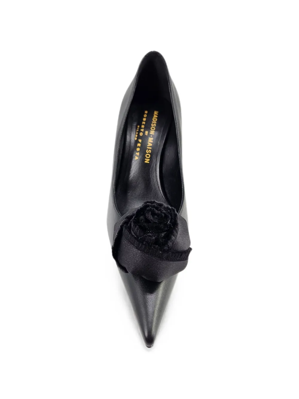 Madison.Maison Linia pumps met puntige neus en bloemen Zwart