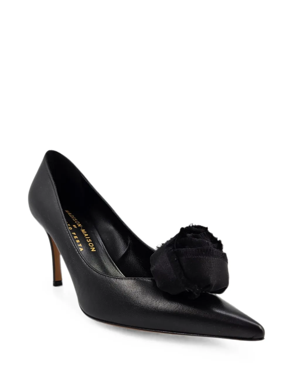Madison.Maison Linia pumps met puntige neus en bloemen Zwart