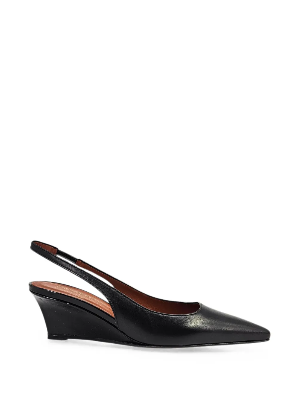 Madison.Maison Loux leather slingback wedge pumps Zwart