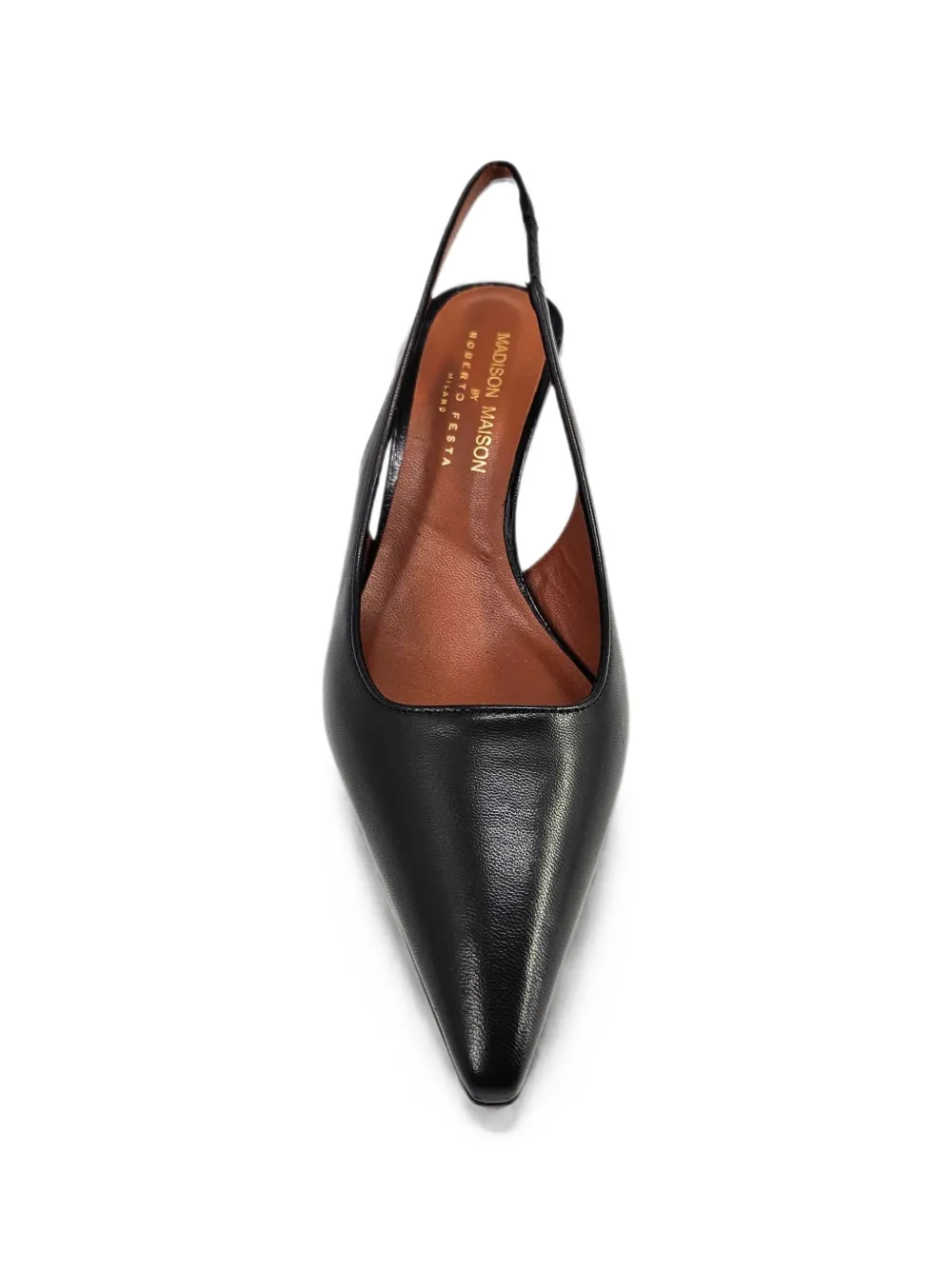 Madison.Maison Loux leren slingback pumps met sleehak Zwart