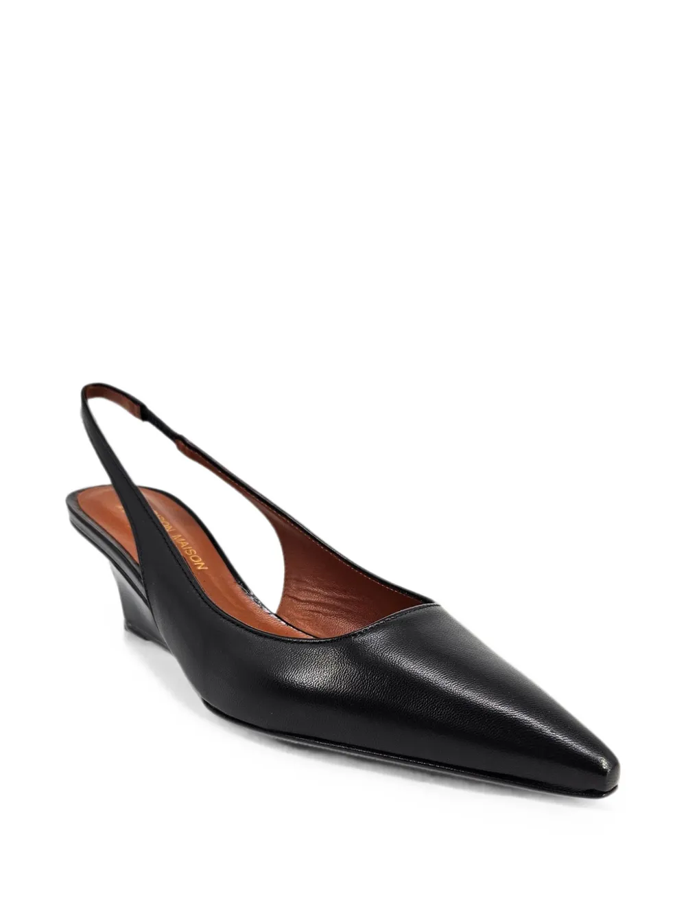 Madison.Maison Loux leren slingback pumps met sleehak Zwart