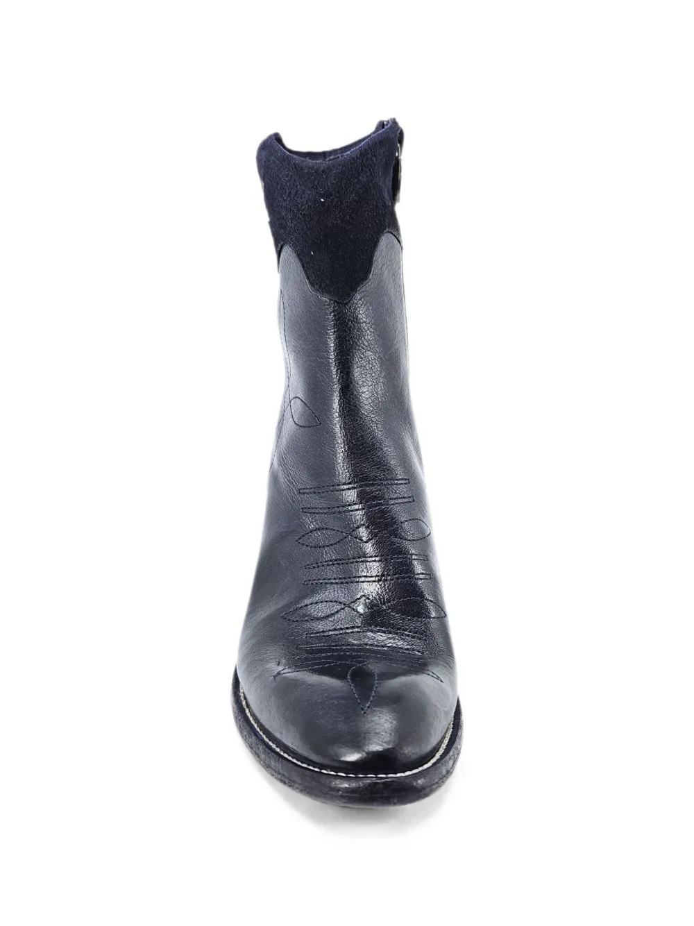 Madison.Maison Pointy enkellaarzen met geborduurde ster Blauw