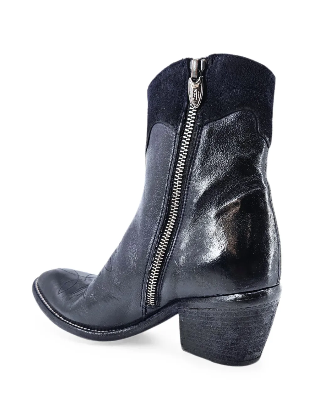 Madison.Maison Pointy enkellaarzen met geborduurde ster Blauw