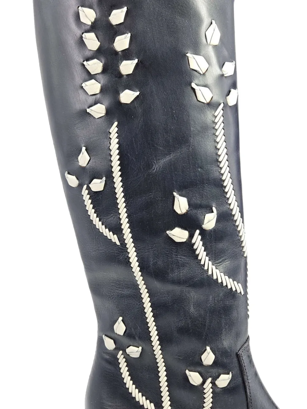 Madison Maison Tall laarzen met geborduurde bloemen Blauw