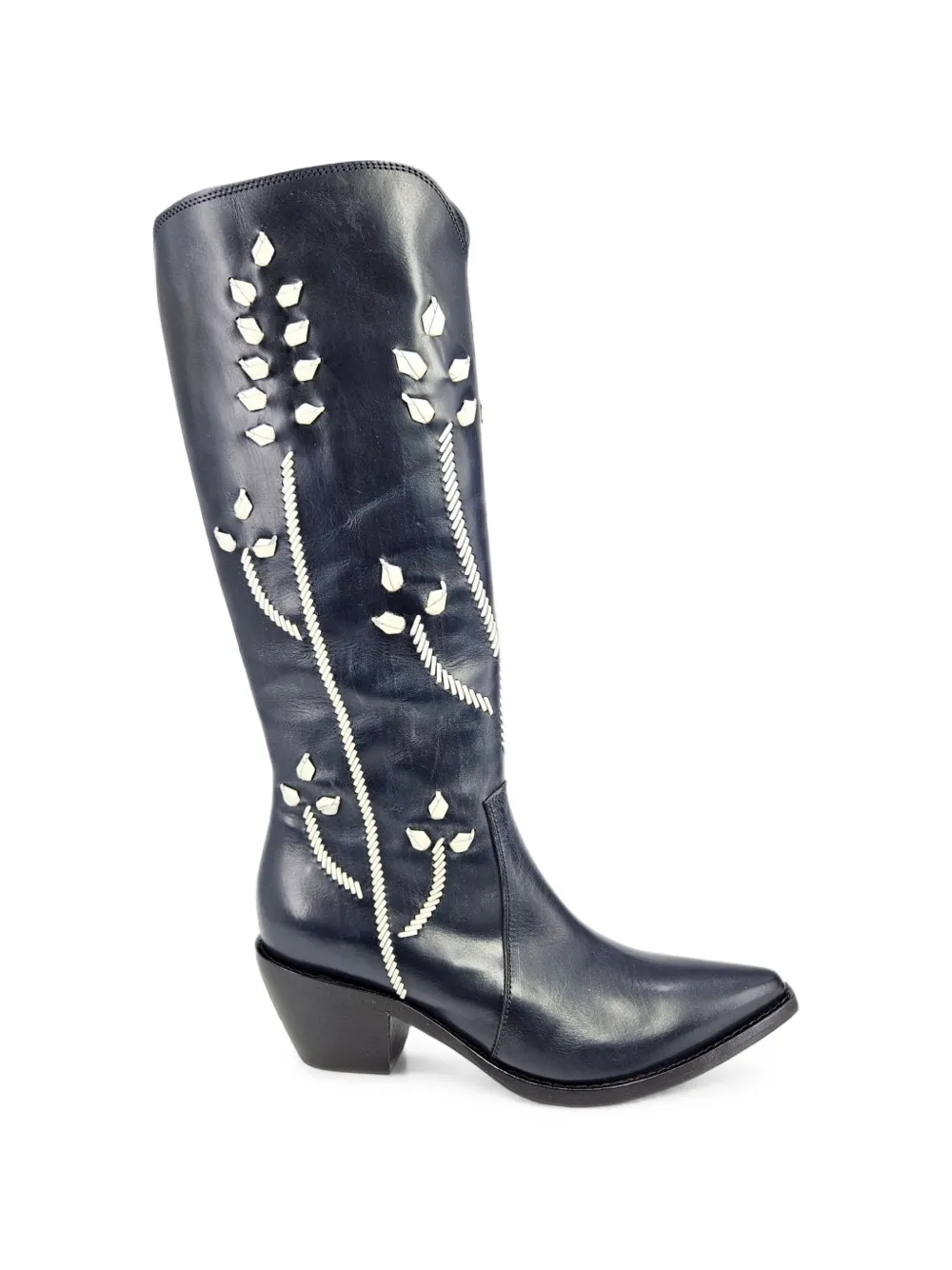 Madison.Maison Tall floral-embroidery boots Blauw