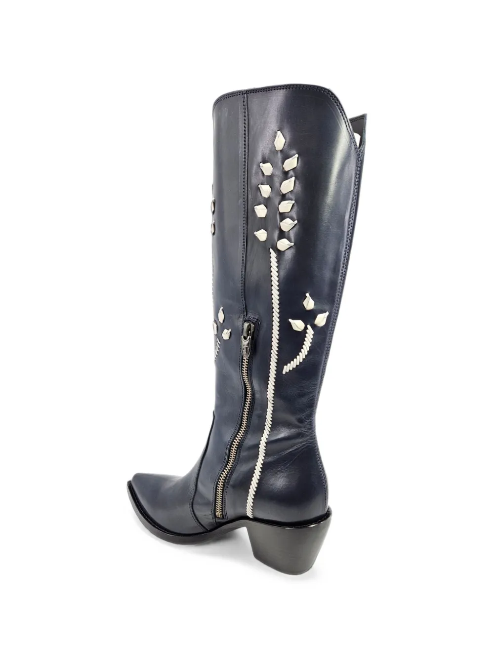 Madison Maison Tall laarzen met geborduurde bloemen Blauw