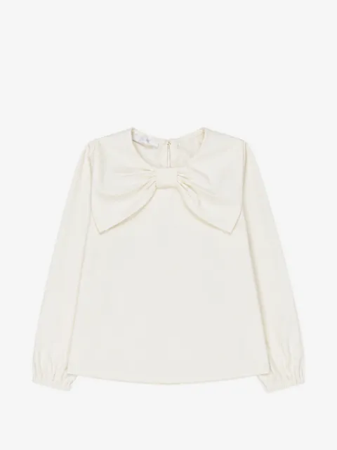 Miss Grant Kids oversized-bow long-sleeve blouse