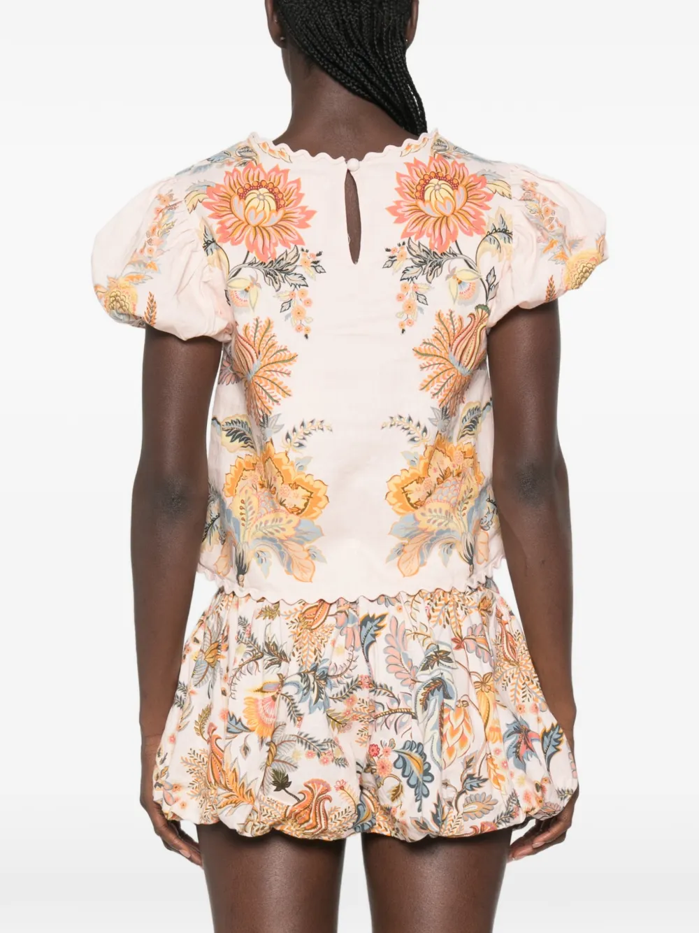 FARM Rio Top met gewelfde afwerking en bloemenprint Roze