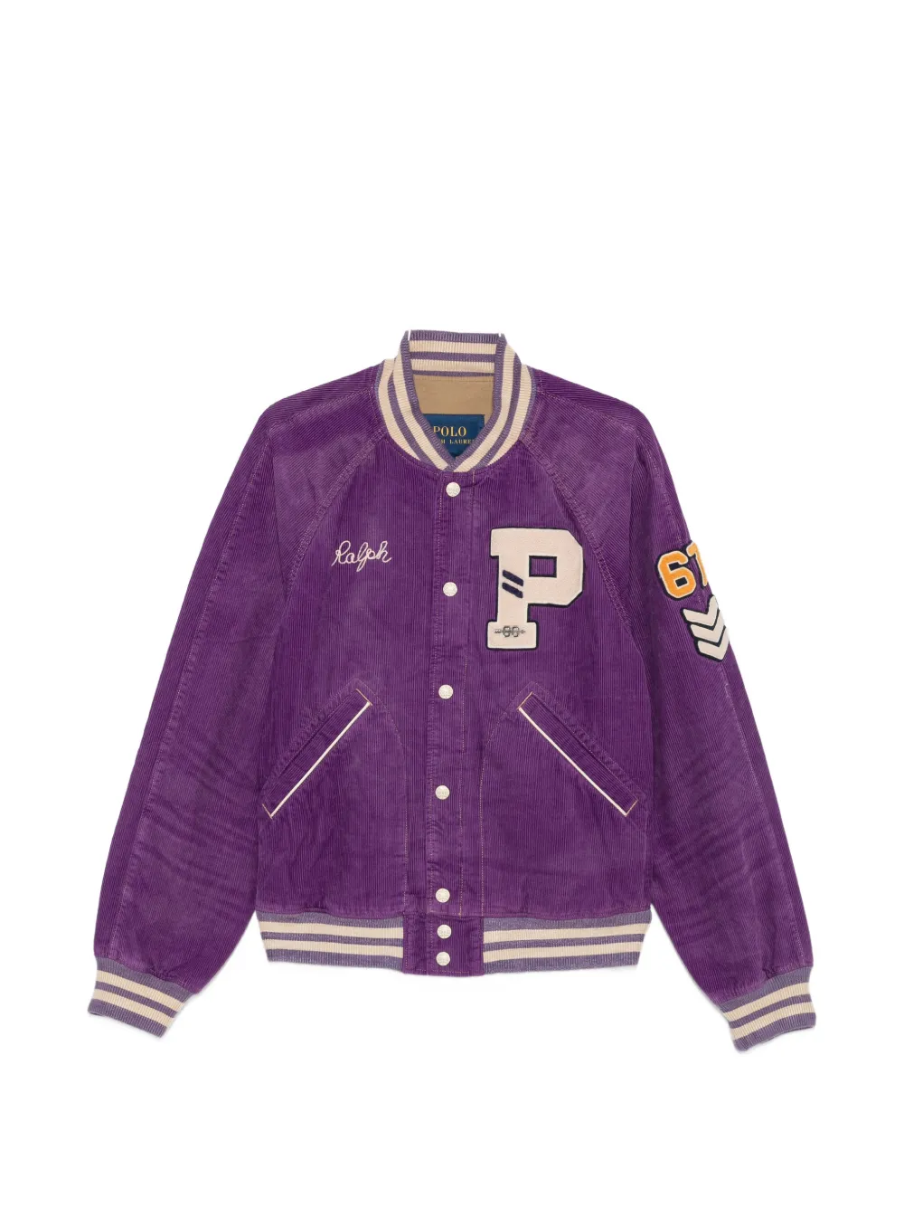 Polo Ralph Lauren logo-patch corduroy jacket - Violett