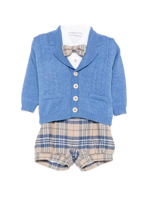 Colorichiari cable-knit check-pattern three-piece set