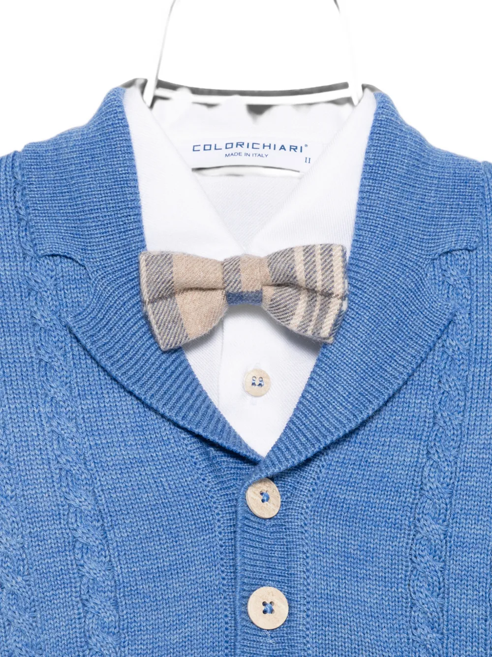 Colorichiari Kabelgebreid geruit driedelig set Blauw