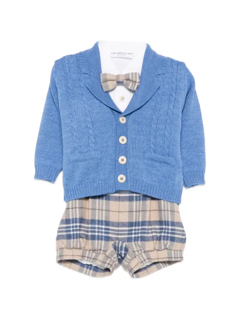 Colorichiari cable-knit check-pattern three-piece set