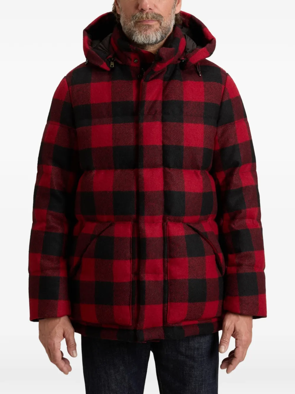 Woolrich Moon geruit donsjack Rood