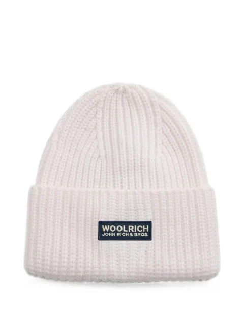Woolrich ribbed-knit logo-patch beanie hat