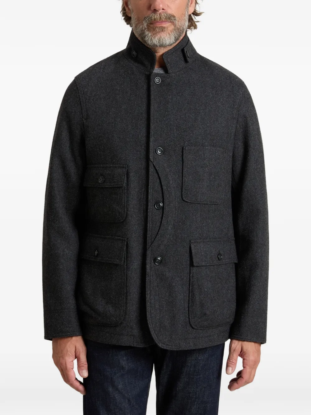 Woolrich Upland blazer met visgraat-patroon Grijs