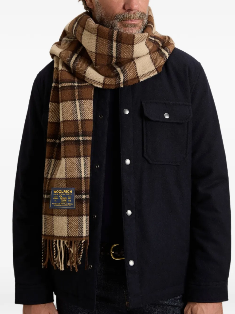 Woolrich Geruite sjaal Bruin
