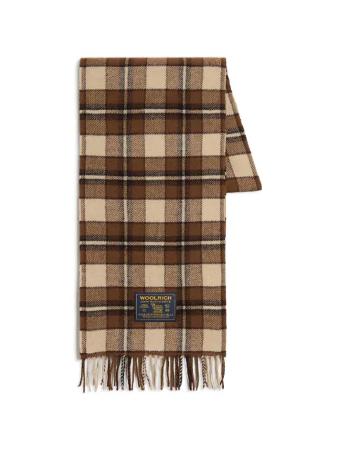 Woolrich check-pattern fringed-edge scarf