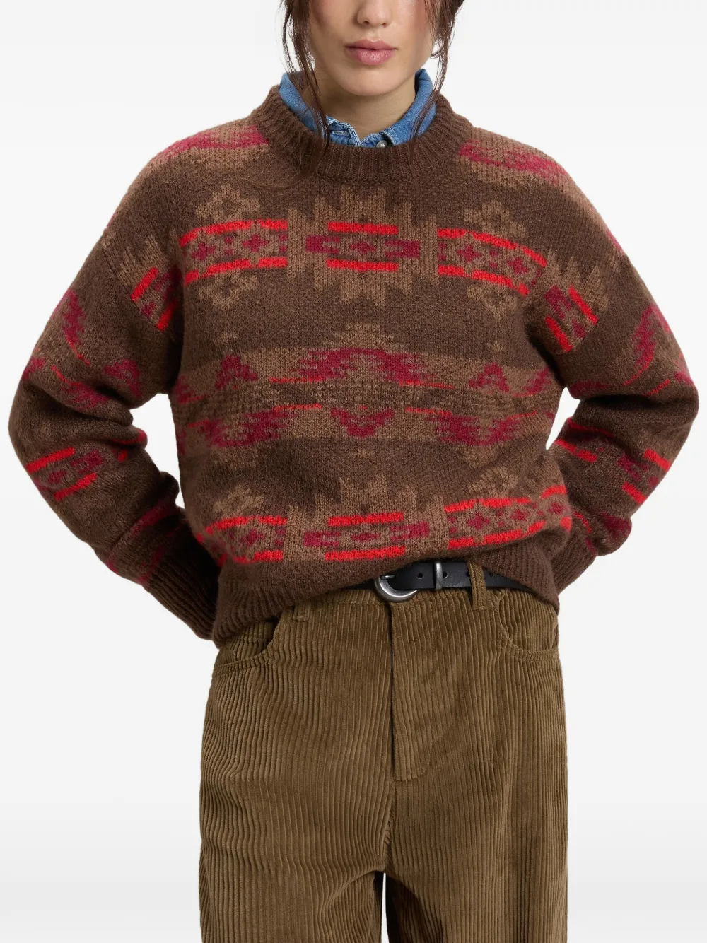 Woolrich Fair Isle trui met ronde hals Bruin