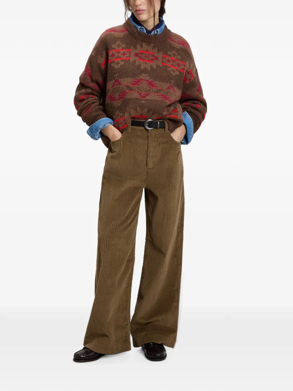 Woolrich Fair Isle trui met ronde hals Bruin
