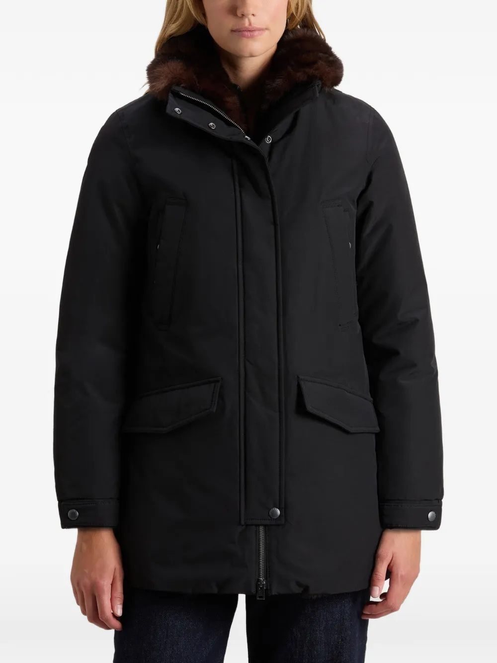 Woolrich Erie faux-fur trim parka Zwart