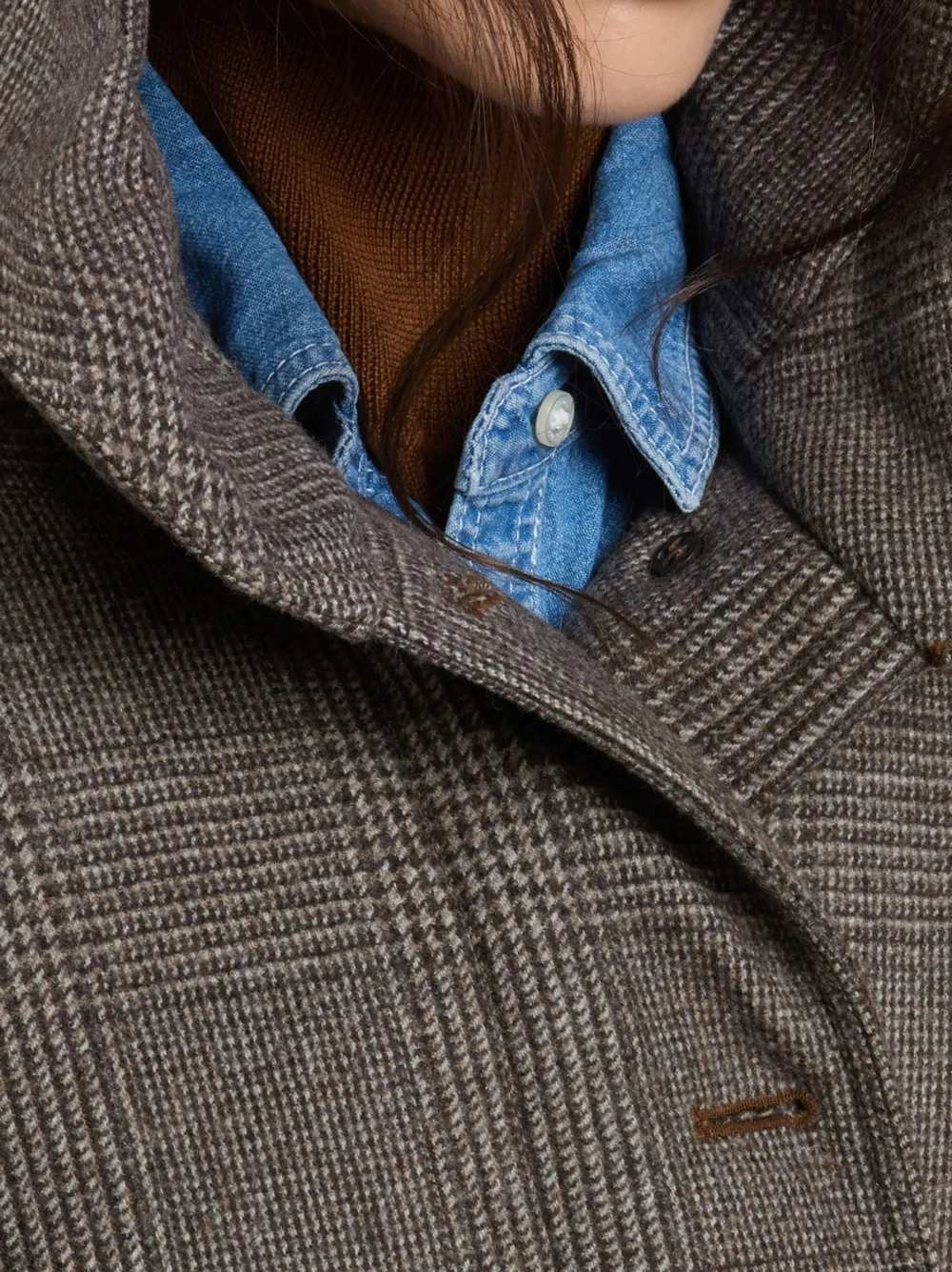 Woolrich Prince of Wales wollen geruite jas Bruin