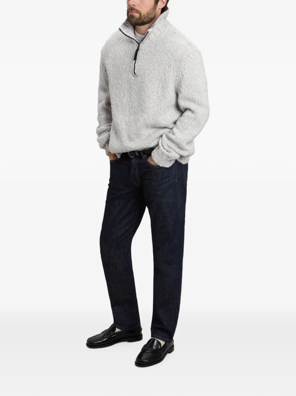 Woolrich Grofgebreide trui met halve rits Grijs