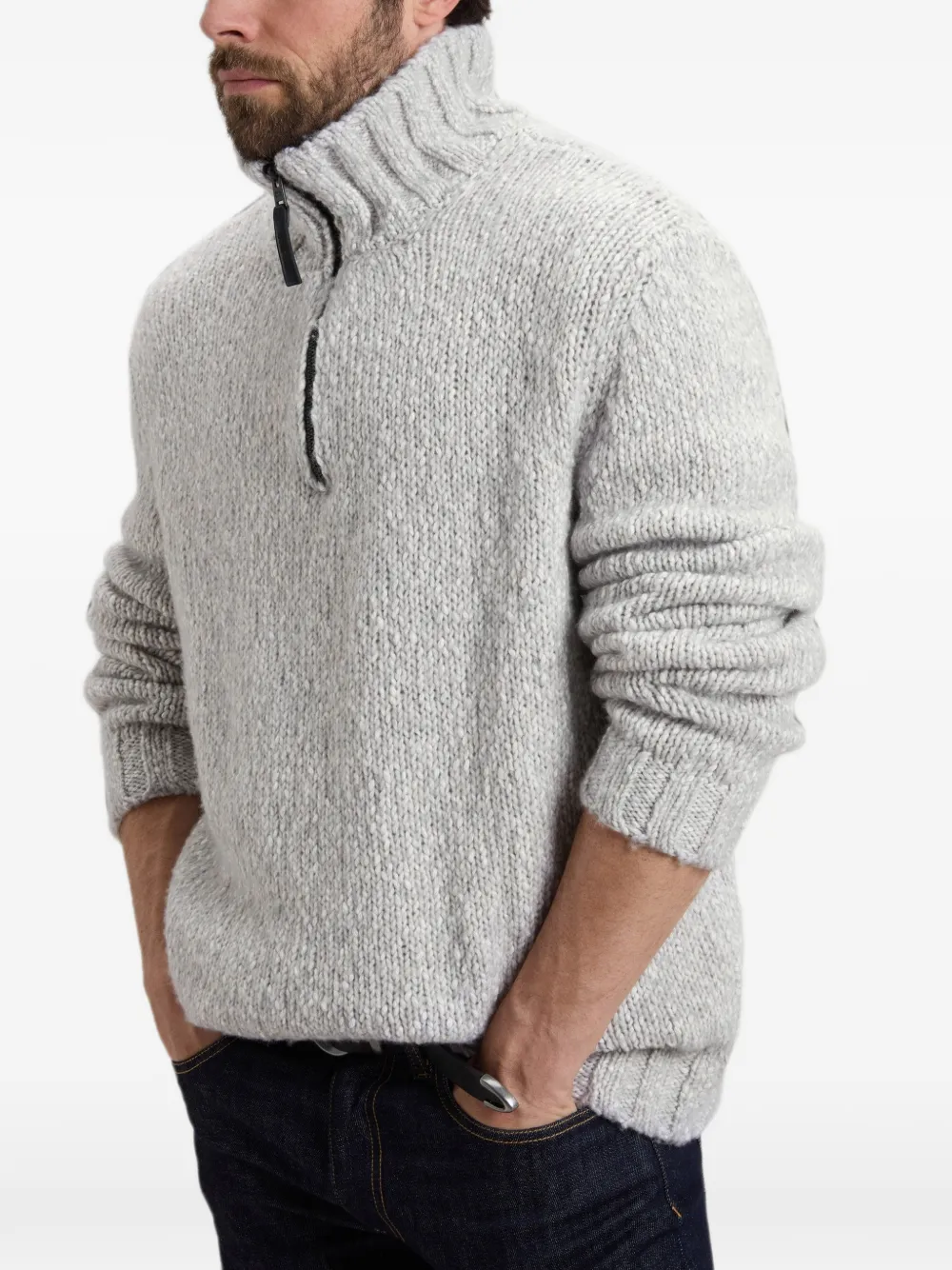 Woolrich Grofgebreide trui met halve rits Grijs