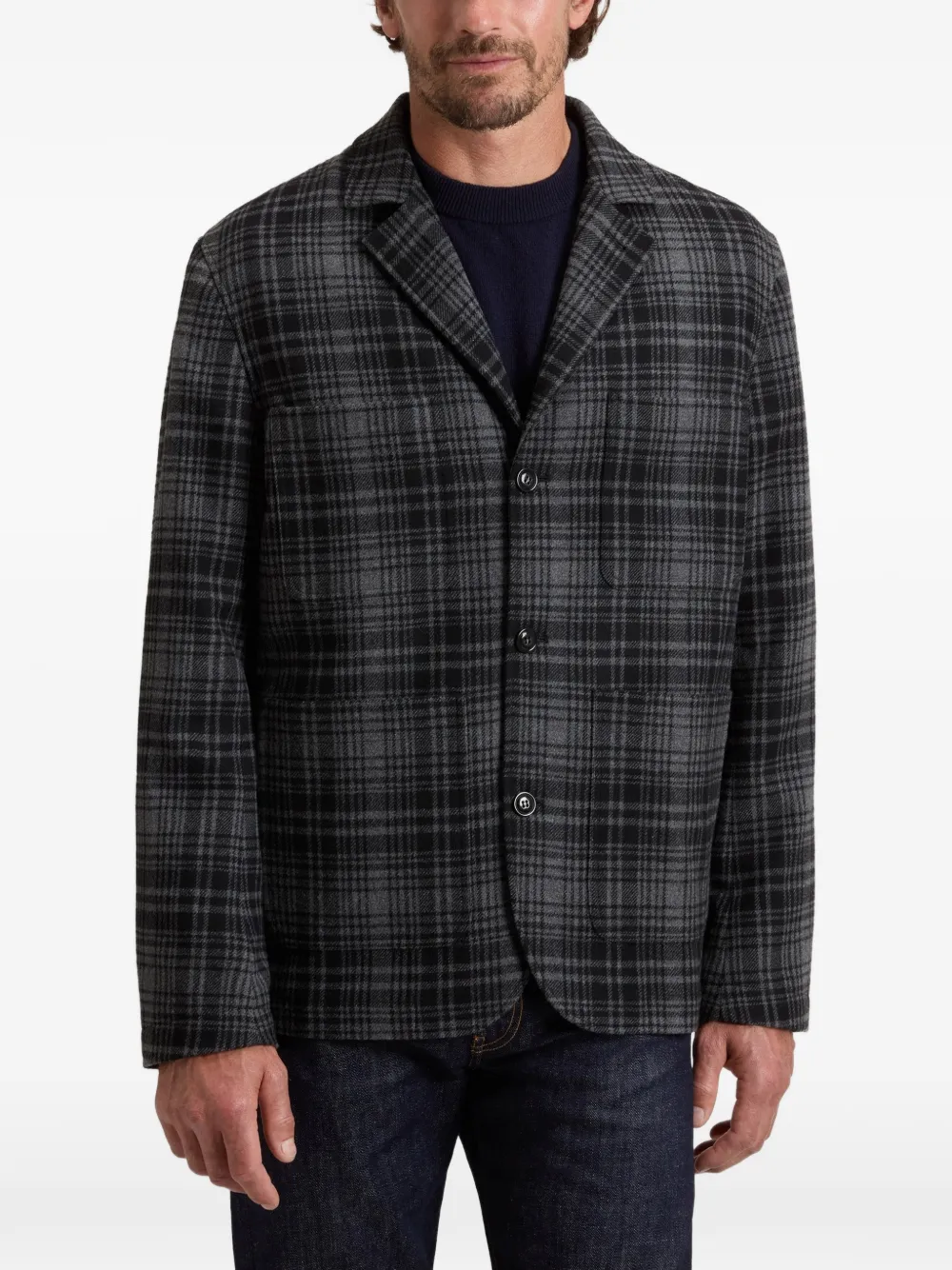 Woolrich Geruite flanellen blazer Grijs