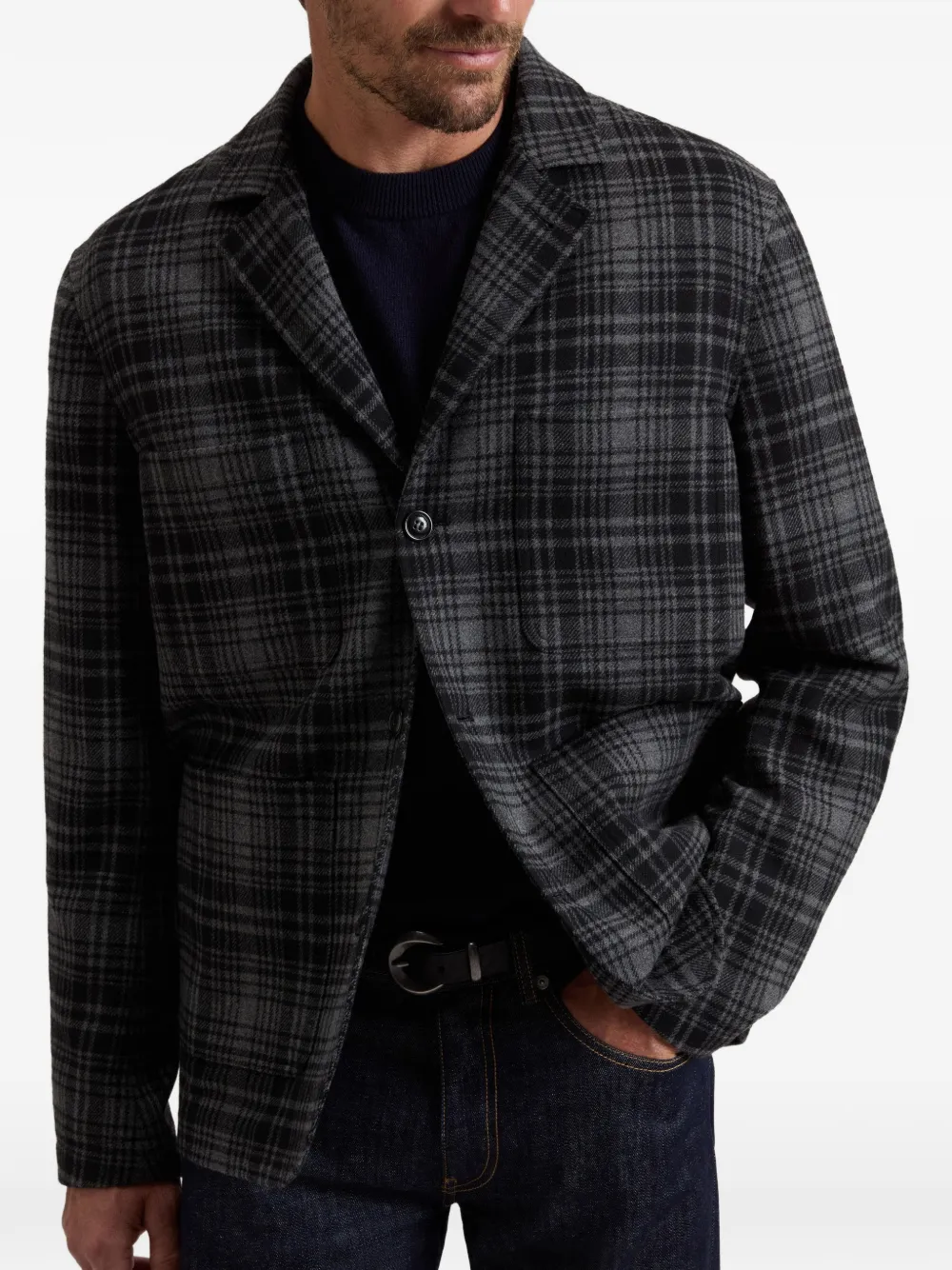 Woolrich Geruite flanellen blazer Grijs