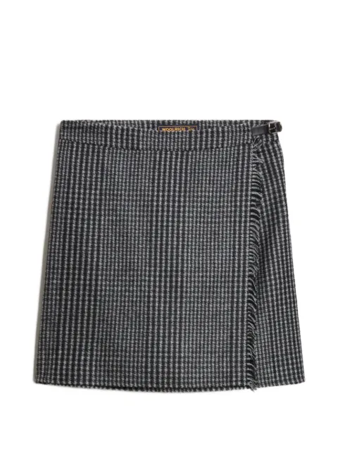 Woolrich check-pattern fringed mini skirt