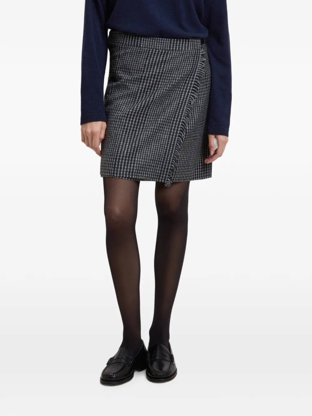 Woolrich Geruite mini-rok met franje Grijs