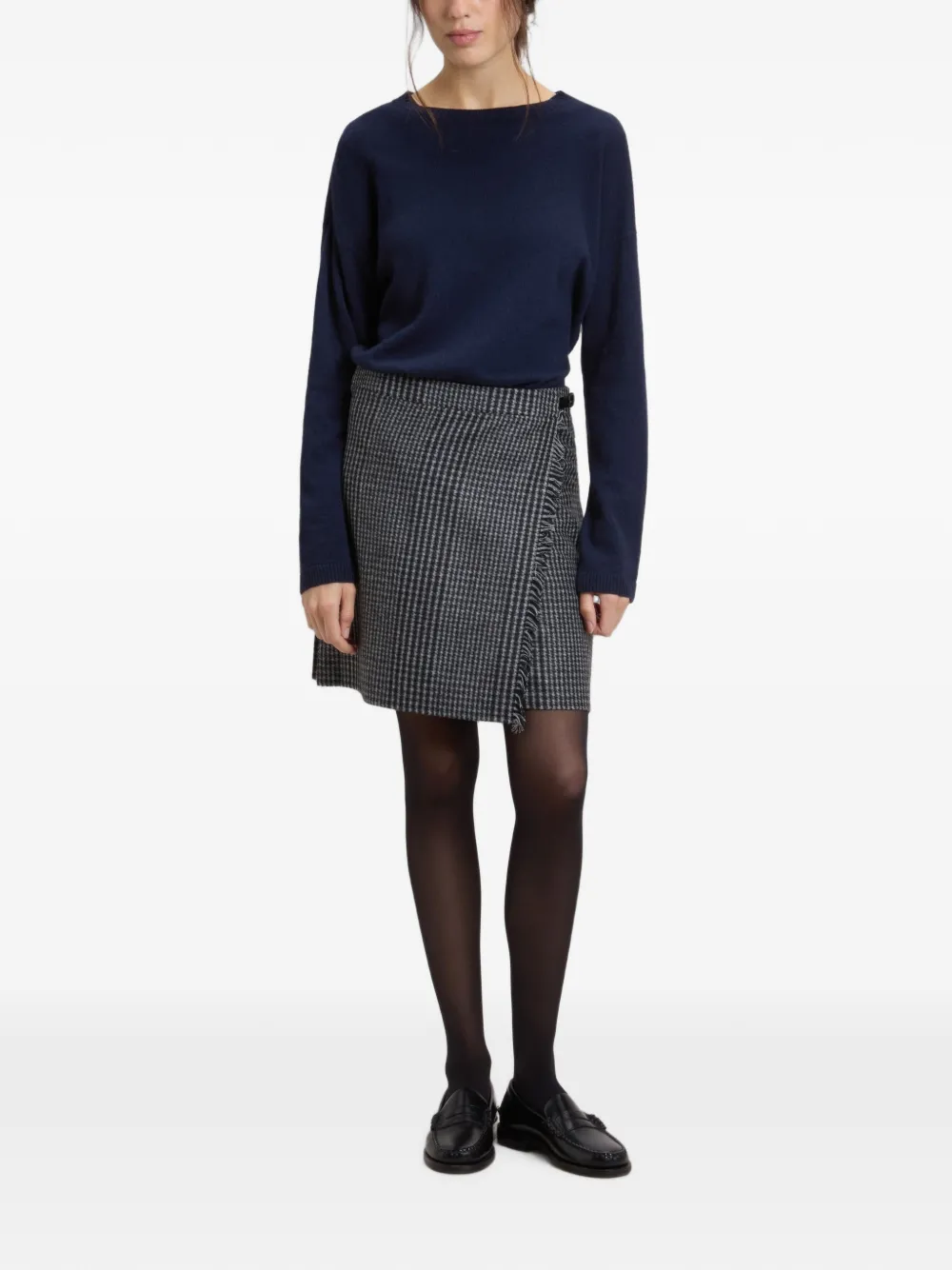 Woolrich Geruite mini-rok met franje Grijs