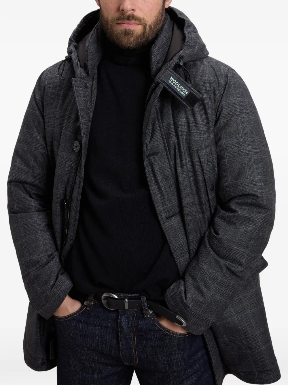 Woolrich Zelander geruite parka Grijs