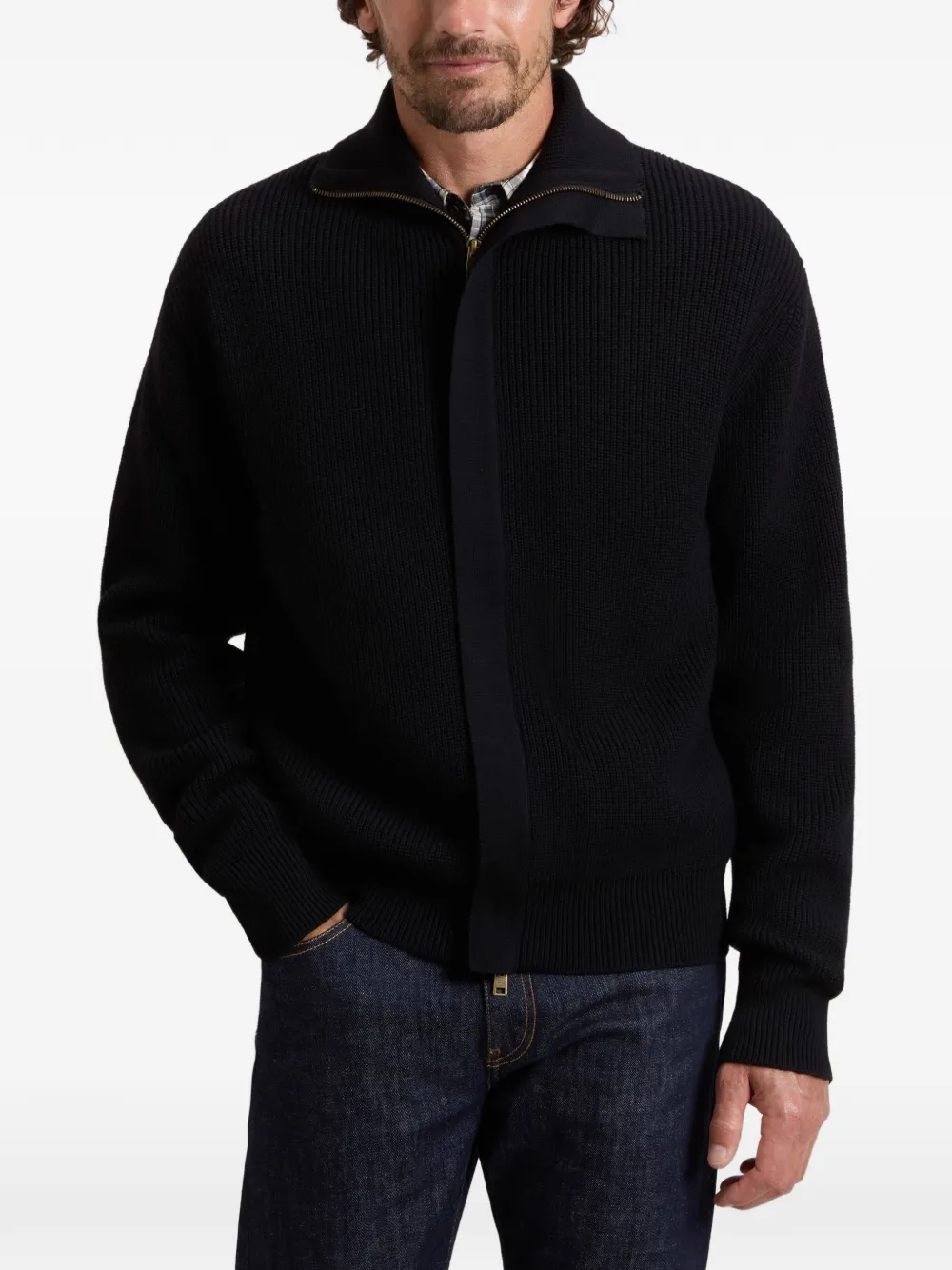 Woolrich Ribgebreid vest Zwart