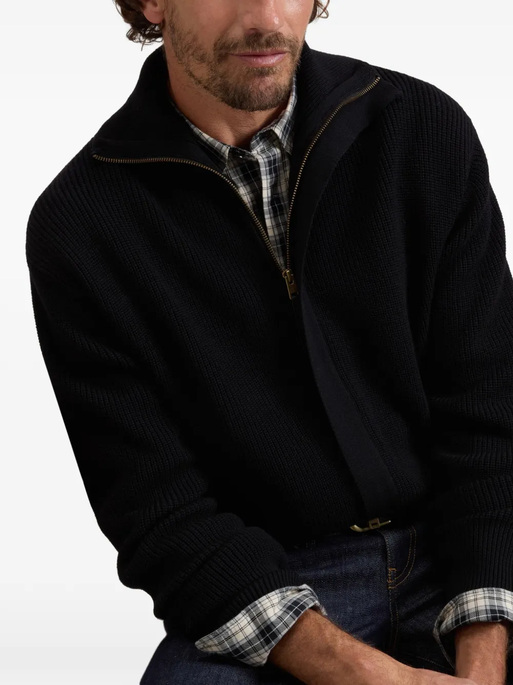 Woolrich Ribgebreid vest Zwart
