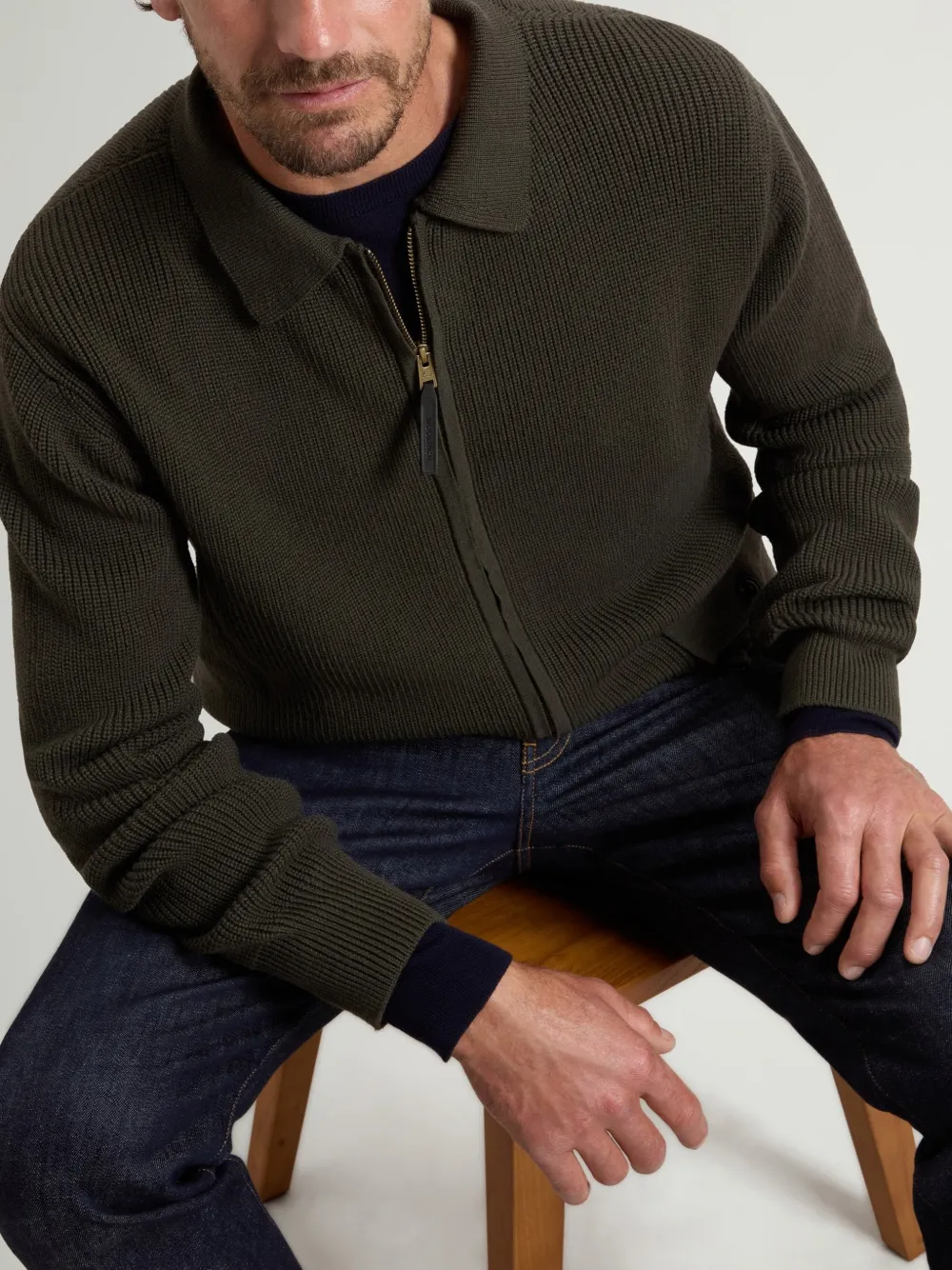 Woolrich Ribgebreid vest met rits Groen