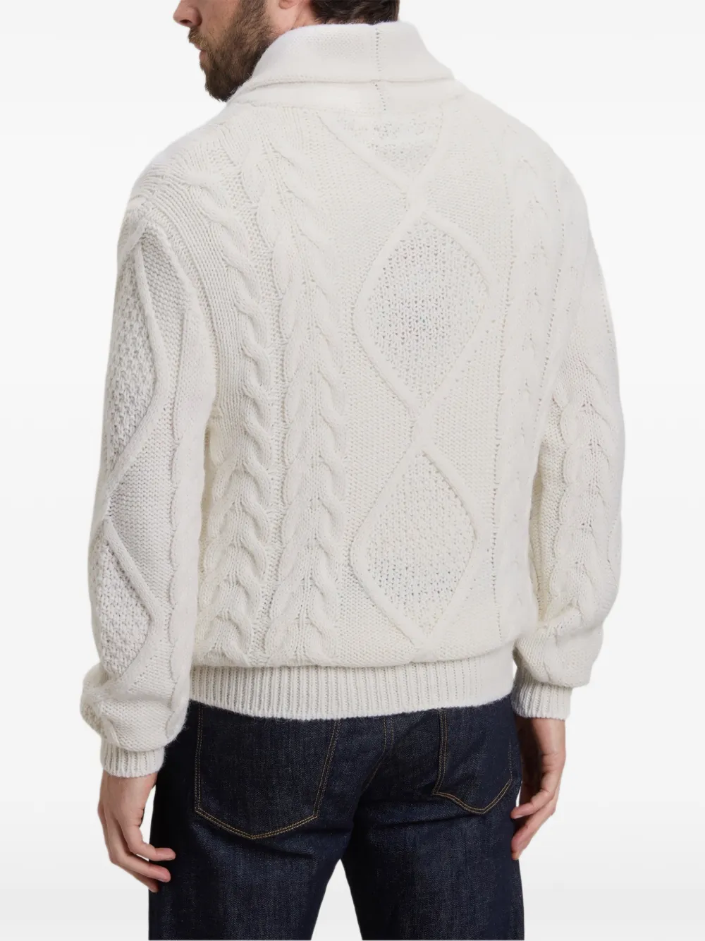 Woolrich Kabelgebreide trui met sjaalhals Wit