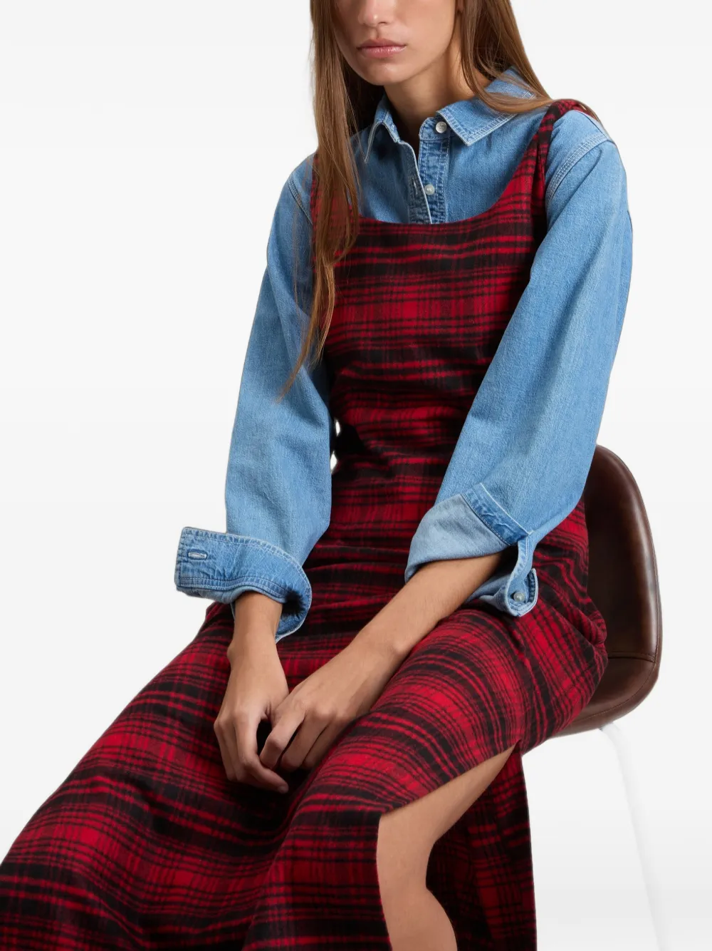 Woolrich Flanellen maxi-jurk met geruite print Rood