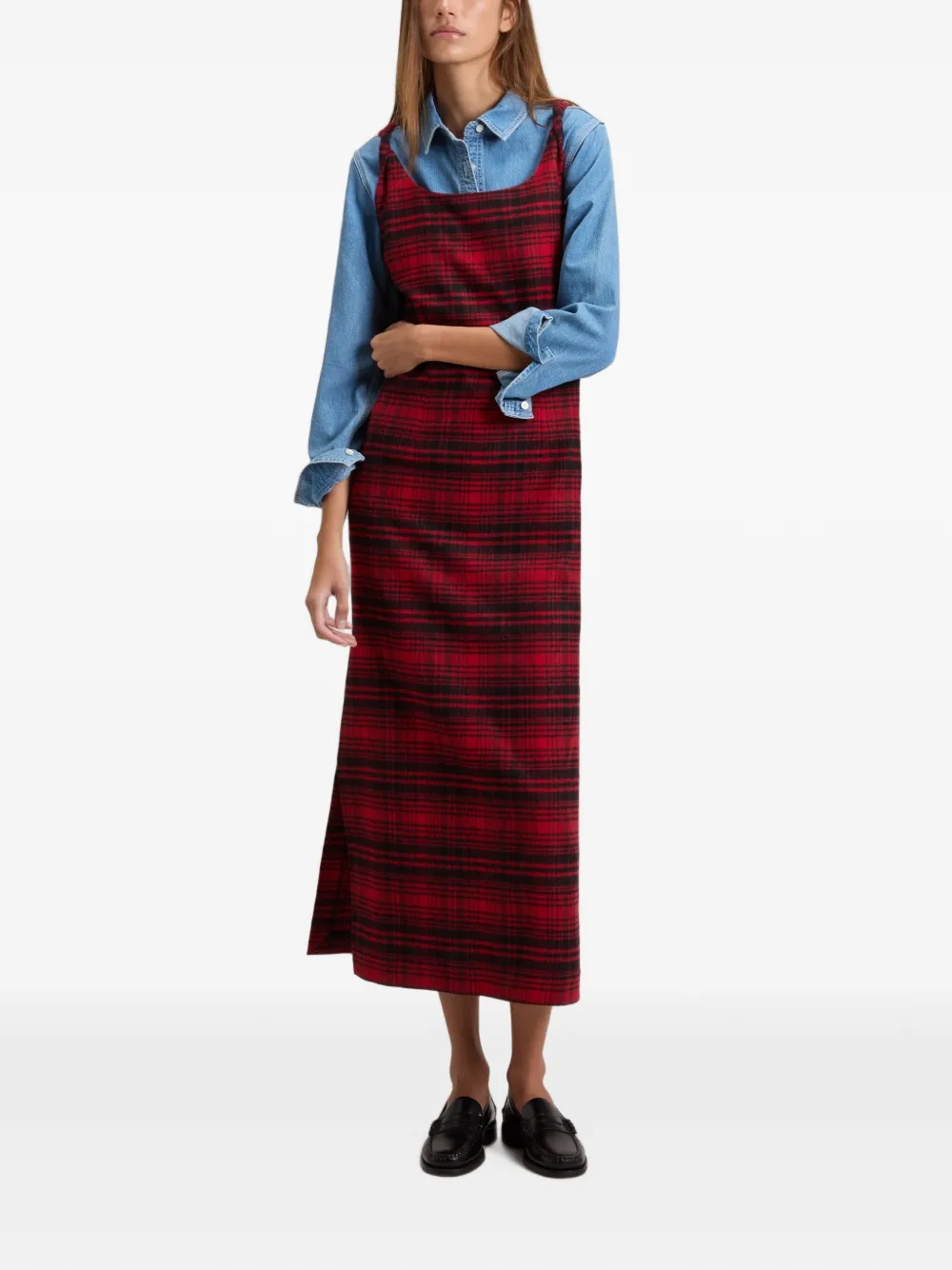 Woolrich Flanellen maxi-jurk met geruite print Rood