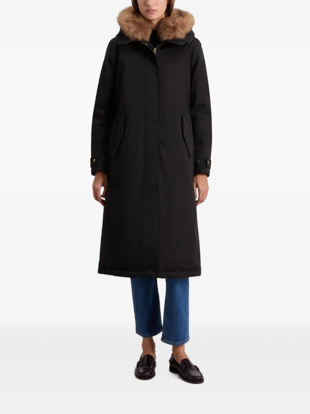 Woolrich Parka met imitatiebont Zwart