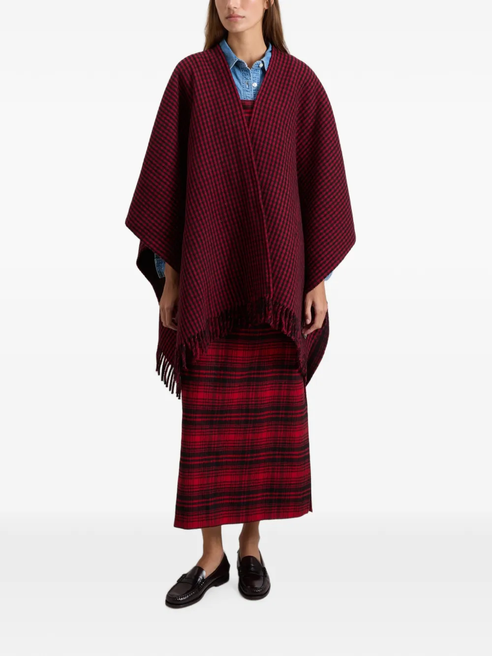 Woolrich Geruite cape Rood