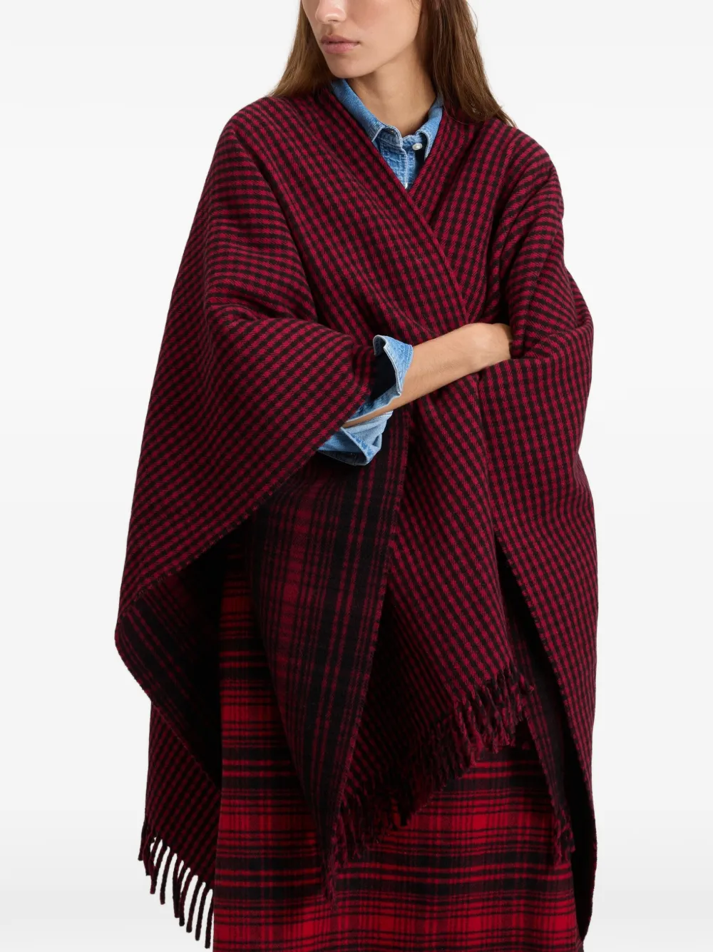 Woolrich Geruite cape Rood