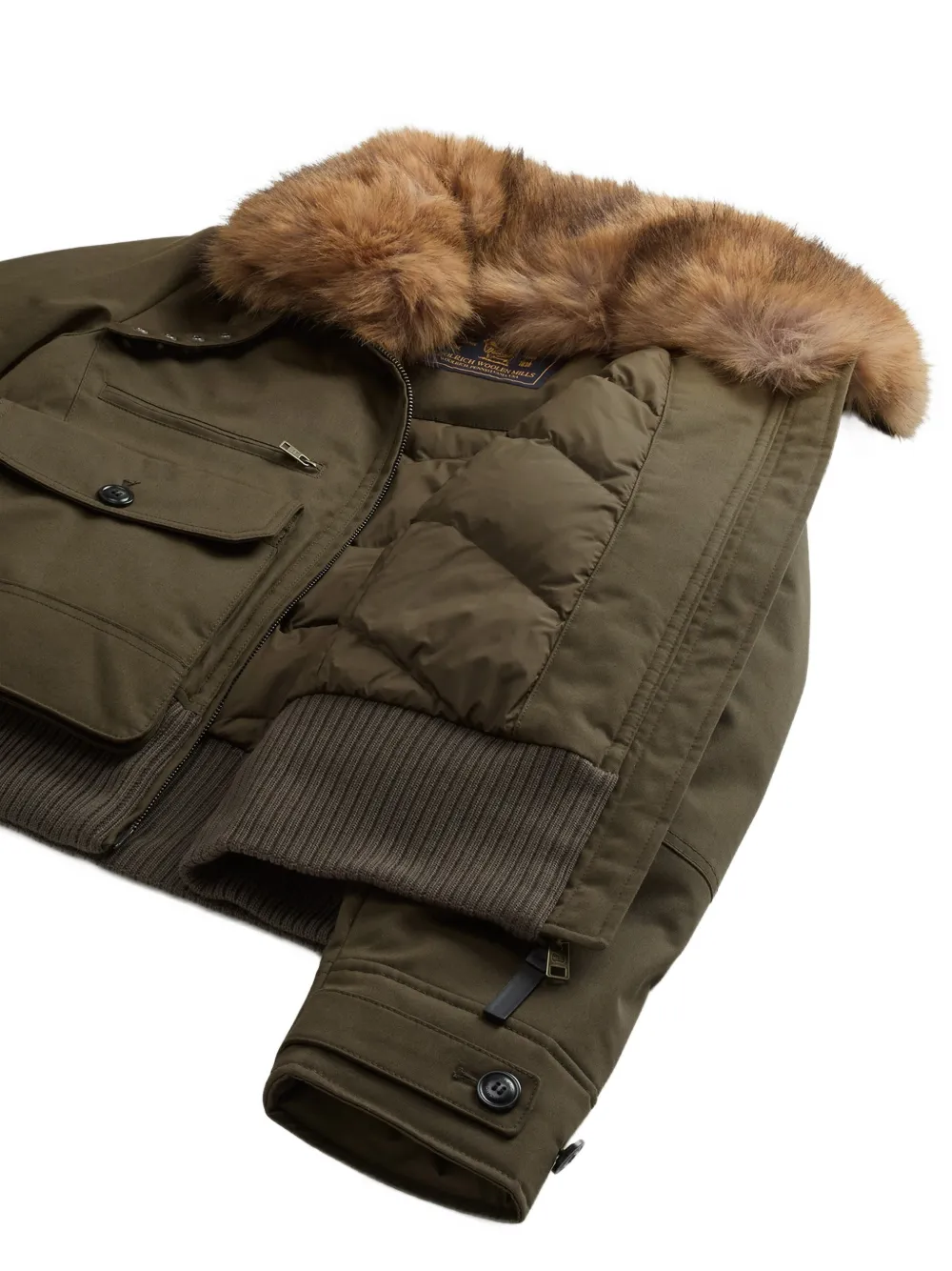 Woolrich Bomberjack met imitatie bontkraag Groen
