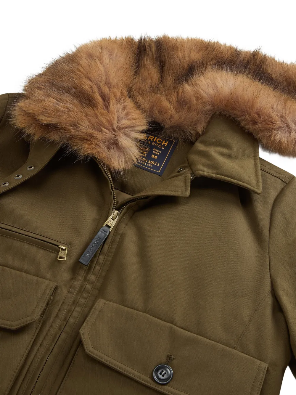 Woolrich Bomberjack met imitatie bontkraag Groen